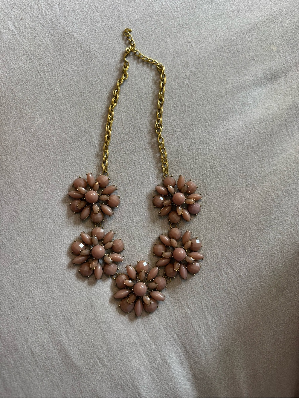 2010s J.Crew Chunky Necklace with Pink Floral Resin Stones
